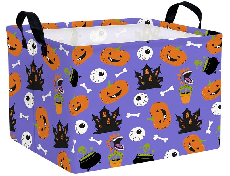 BOOHIT Large Halloween Themed Candy Gift Boo Basket for Kids Baby Personalized Adults Storage Bin Fall Decor(Castle Eye Pumpkin) - Image 1